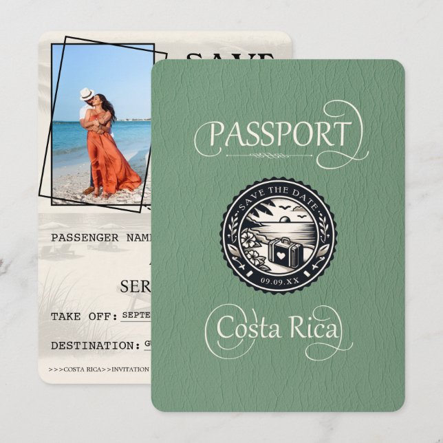Reserve A Data Sage Green Costa Rica Passport (Frente/Verso)
