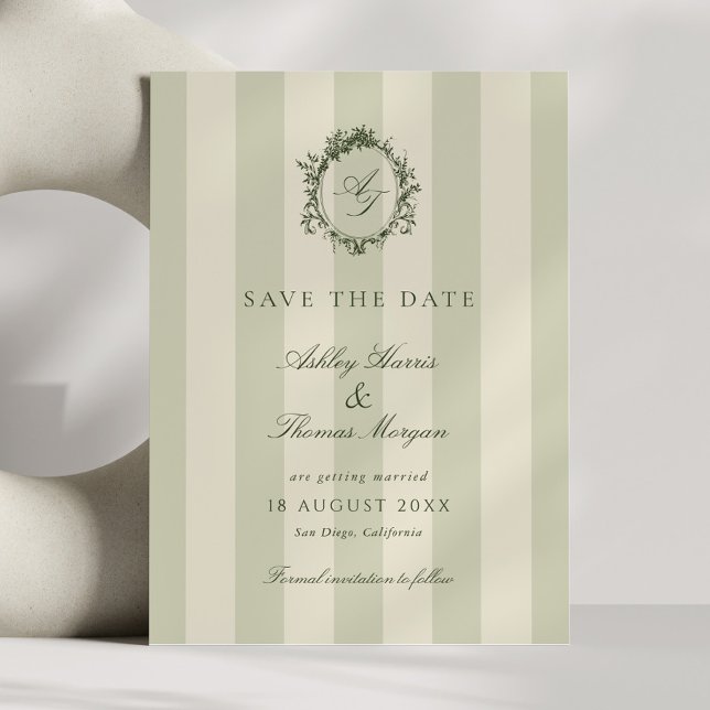 Reserve A Data Sage Green Crest Wedding Save The Date (Criador carregado)