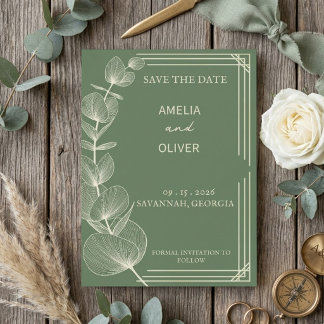 Reserve A Data Sage Green Eucalyptus Wedding Save The Date