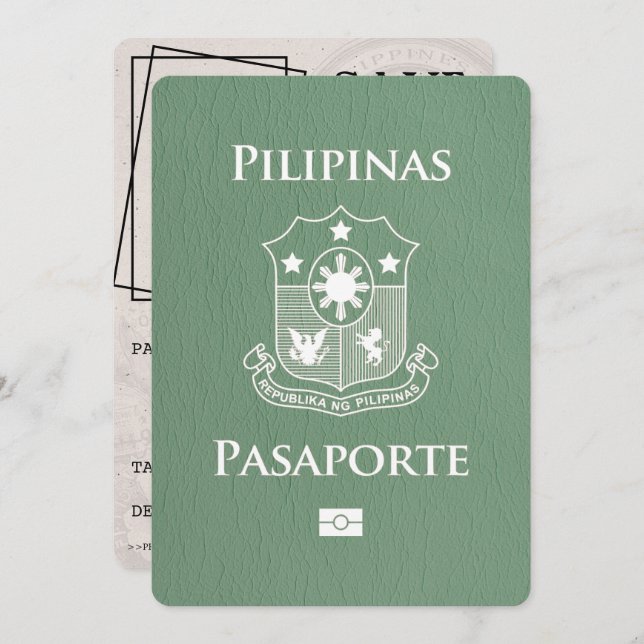Reserve A Data Sage Green Filipinas Passaporte Salvar Data (Frente/Verso)