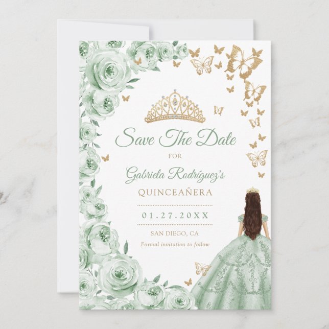 Reserve A Data Sage Green Floral Quinceanera (Frente)