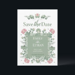Reserve A Data Sage Green Folk Wildflower Save the Date<br><div class="desc">Romantic sage green folk wildflower wedding design inspired by delicate botanical illustration and countryside garden celebrations. This elegant save the date features soft floral ornament and nature inspired decoration, perfect for rustic outdoor weddings, garden ceremonies and modern botanical wedding themes. Ideal for couples planning a romantic wildflower wedding with timeless...</div>
