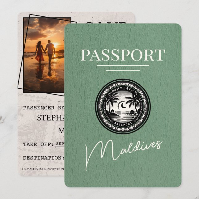 Reserve A Data Sage Green Maldives Passport Salvar a Data (Frente/Verso)
