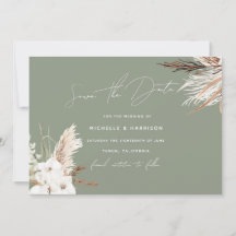 Sage Green Modern White Bohemian Casamento Floral