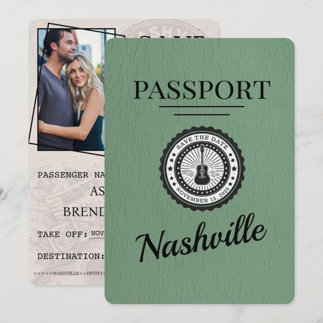 Reserve A Data Sage Green Nashville Passport Salvar A Data (Frente/Verso)