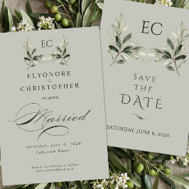 Reserve A Data Sage Green Olive Branch Monogram Wedding