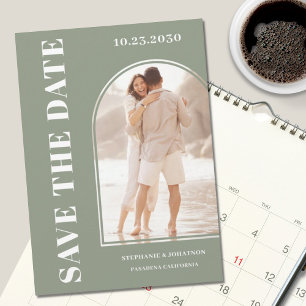 Reserve A Data Sage Green Photo Save The Date (Imagem Verde Salva