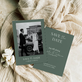Reserve A Data Sage Green Photo Wedding Save the Date Invitation