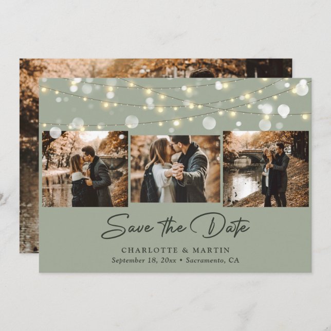 Reserve A Data Sage Green Wedding 4 Photo Collage Salvar Data (Frente/Verso)
