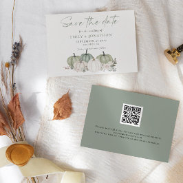 Reserve A Data Sage Pumpkins Autumnal Florals Código QR Casamento