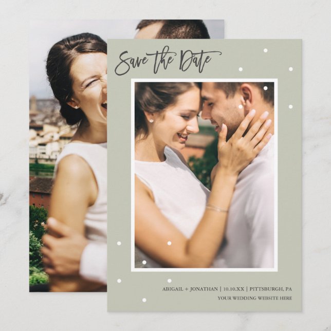 Reserve A Data Sage Simples - Duas Fotografias com Pontos Guarde  (Frente/Verso)