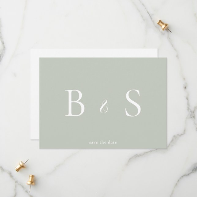 Reserve A Data Sage Simples e Monograma Branco Código QR Salvar a (Frente/Verso In Situ)