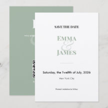 Sage Two-Tone Ampersand Casamento Save the Date