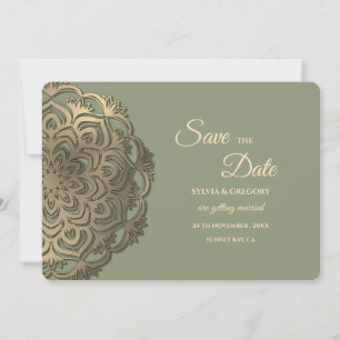 Reserve A Data Sage Verde e Faux Dourado Save the Date Elegante 