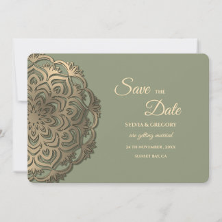 Reserve A Data Sage Verde e Faux Dourado Save the Date Elegante