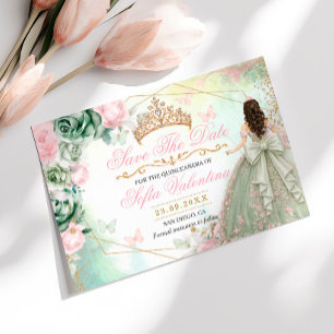 Reserve A Data Sage Verde Rosa Beije Floral Quinceanera