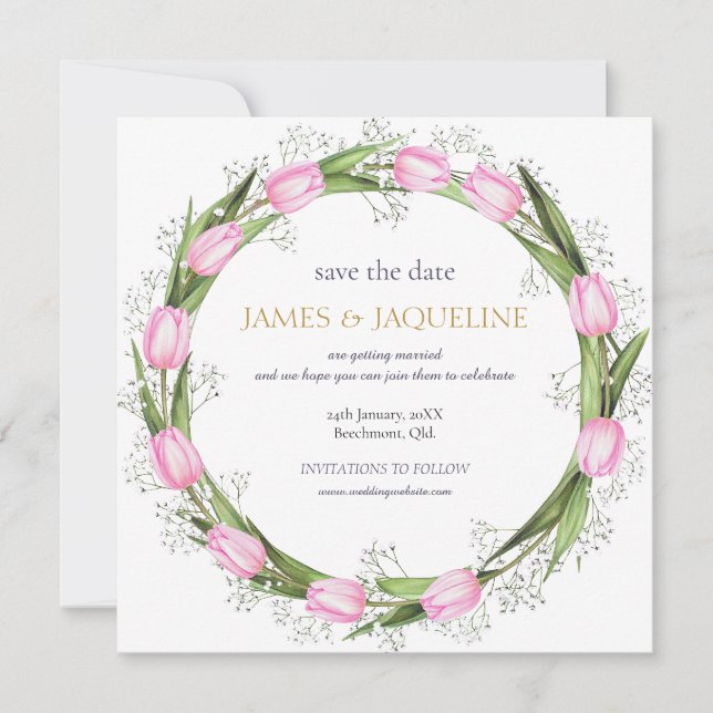 Reserve A Data Salvamento de Casamento Personalizado Coroa de Tul (Frente)