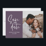 Reserve A Data Salvamento de data de casamento floral fotográfico<br><div class="desc">Salvamento de data de casamento com foto floral moderna. Em roxos,  rosas,  marrons e verde. Versão moderna de casamento rústico com caligrafia manuscrita.</div>