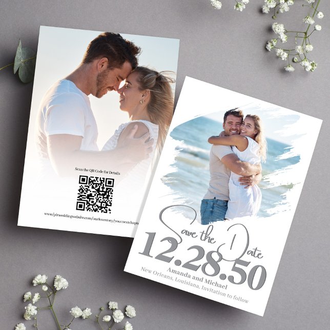 Reserve A Data Salvando a Data do Casamento Simples Personalizado (Wedding save the date photo cards.)