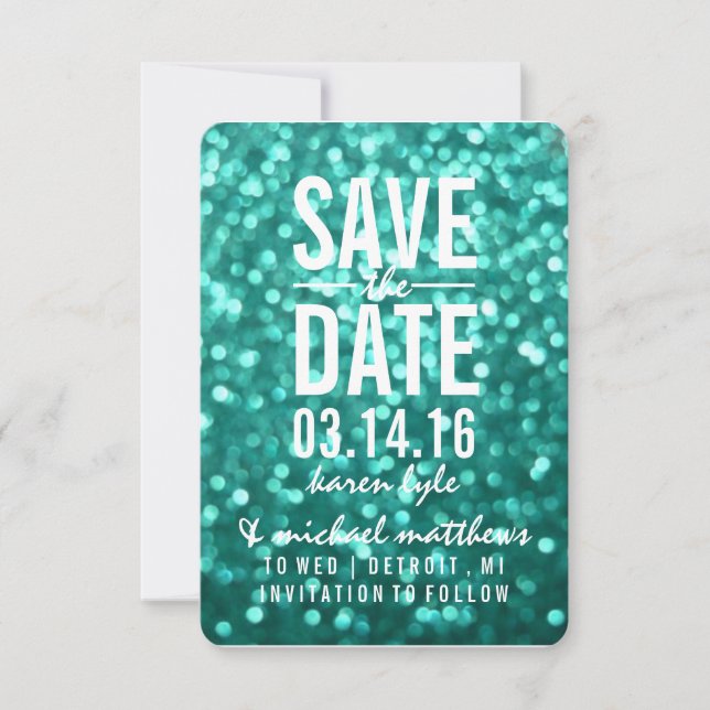 Reserve A Data Salvar a data | Aqua Lit Glitter Fab (Frente)