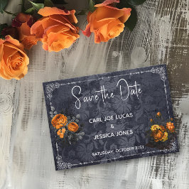 Reserve A Data Salvar a Data Casamento de Halloween Rosa Laranja