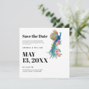 Reserve A Data Salvar a Data Casamento Pavão Minimalista Moderno