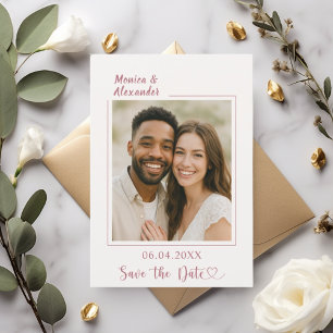 Reserve A Data Salvar a data de casamento com foto em rosa dourad