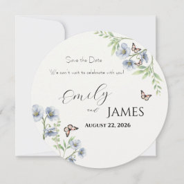 Reserve A Data Salvar a Data de Casamento Floral Azul