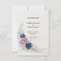Salvar a Data de Casamento Floral Roxo Azul
