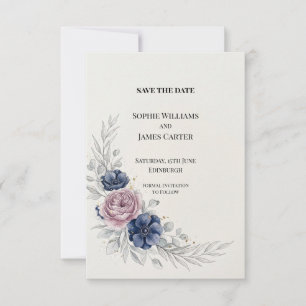 Reserve A Data Salvar a Data de Casamento Floral Roxo Azul
