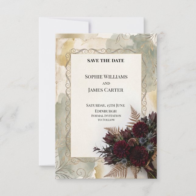 Reserve A Data Salvar a data de casamento personalizado (Frente)
