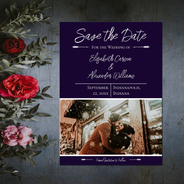 Reserve A Data Salvar a Data de Foto Moderna | Roxo (Modern Photo Save the Date - Purple)