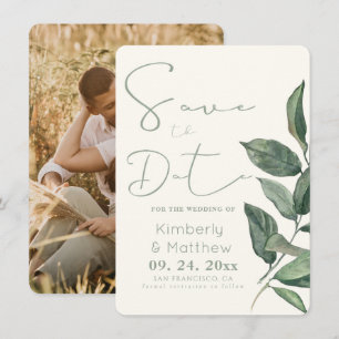 Reserve A Data Salvar a data do casamento floral em verde sálvia