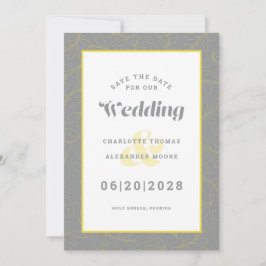 Reserve A Data Salvar a Data do Casamento | Padrão Moderno Amarel