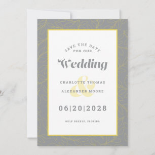 Reserve A Data Salvar a Data do Casamento   Padrão Moderno Cinza 