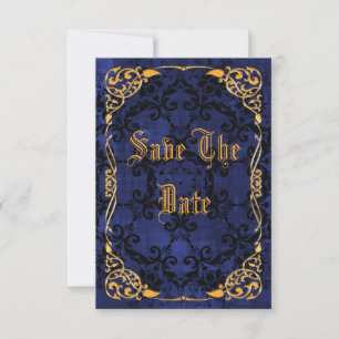 Reserve A Data Salvar a data em Blue Gothic & Gold Framed 30º