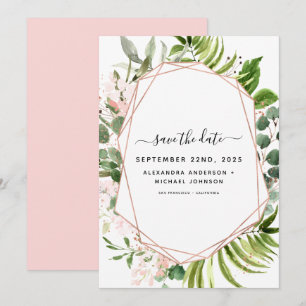 Reserve A Data Salvar a Data Eucalipto Verde Geométrico