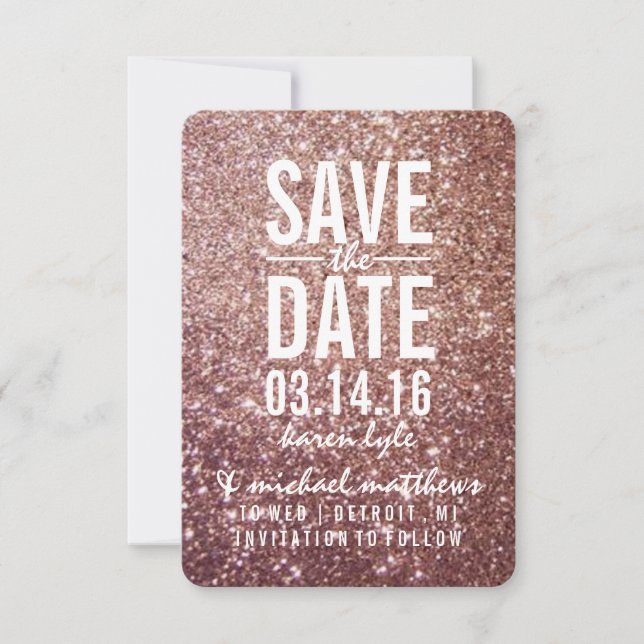 Reserve A Data Salvar a data | Fab rosa Glitter (Frente)