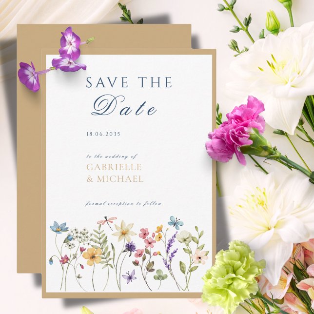 Reserve A Data Salvar a Data Floral Aquarela Kraft Rústico (Criador carregado)