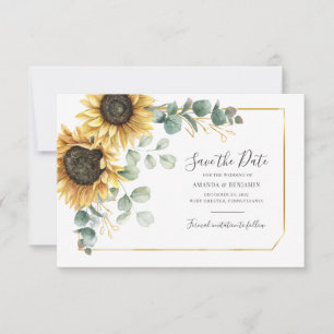 Reserve A Data Salvar A Data Floral Rustic Sunflower Eucalyptus