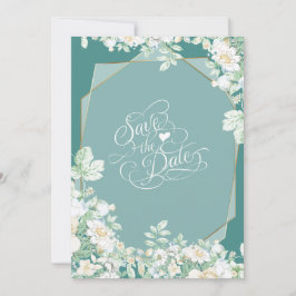 Reserve A Data Salvar a data | Flores selvagens e Berries Geométr