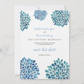 Reserve A Data Salvar a data Linen Blue Watercolor Dahlias