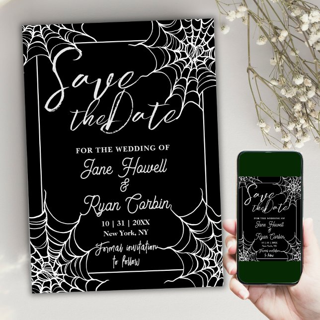 Reserve A Data Salvar a data para o Halloween em preto e branco g (Criador carregado)