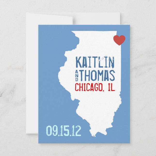 Reserve A Data Salvar a data - Personalizável - Illinois (Frente)