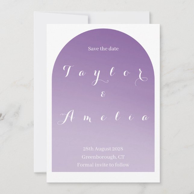 Reserve A Data Salvar a Data Simples Arca de Boho Lilac Roxo (Frente)