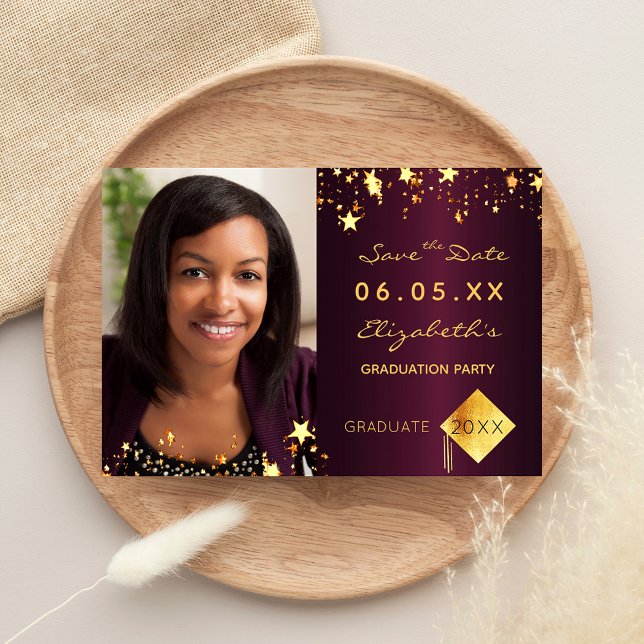 Reserve A Data Salvar a foto da burgundy da festa de formatura de (Criador carregado)