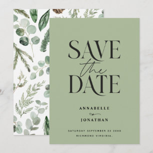 Reserve A Data Salvar botânico em aquarela elegante moderno não f