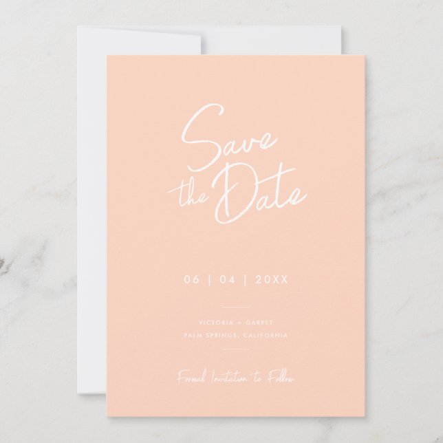 Reserve A Data Salvar Casamento de Foto com Rótulo de Peachy Mini (Frente)