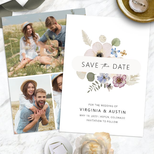 Reserve A Data Salvar Data Boho Moderno (Modern Floral Boho Save The Date back Photos by Painted Paperie
)