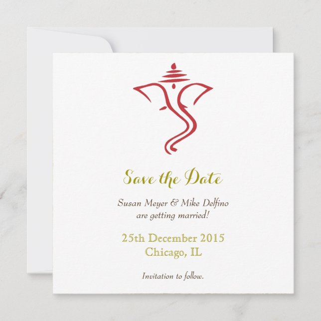 Reserve A Data Salvar data casamento vermelho dourado ganpati gan (Frente)